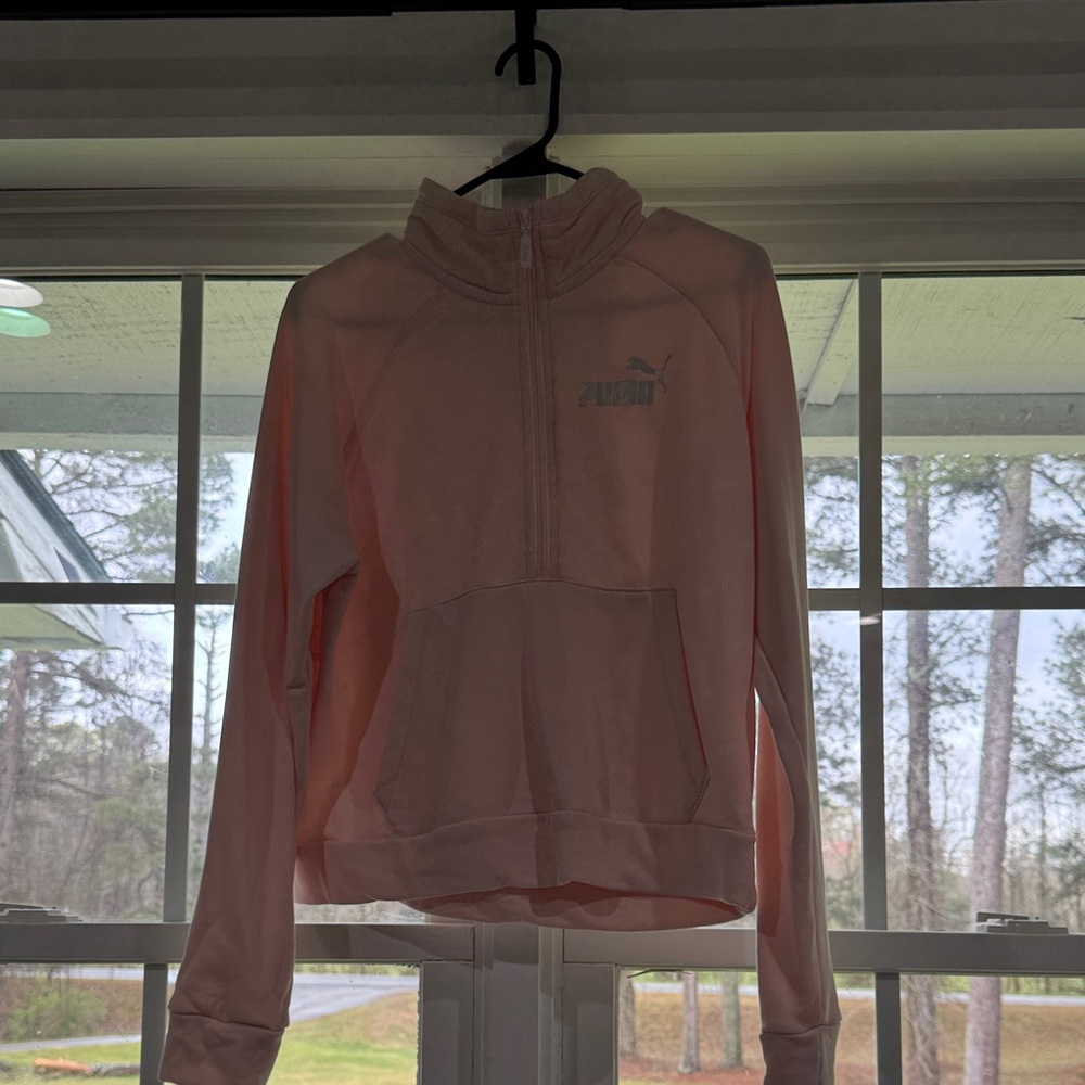 Puma Women’s Quarter Zip Cropped Sweatshirt Pink Size M